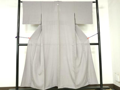 平和屋着物＊夏物　色無地　絽　源氏鼠色　正絹　逸品　DABH0237op