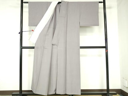平和屋着物＊夏物　色無地　絽　源氏鼠色　正絹　逸品　DABH0237op
