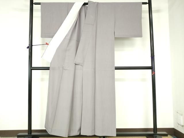 平和屋着物＊夏物　色無地　絽　源氏鼠色　正絹　逸品　DABH0237op