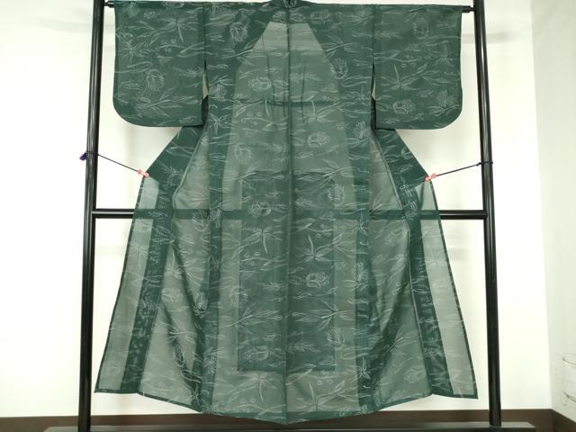 平和屋着物＊夏物　小紋　紗　更紗花文　正絹　逸品　DABH0238op