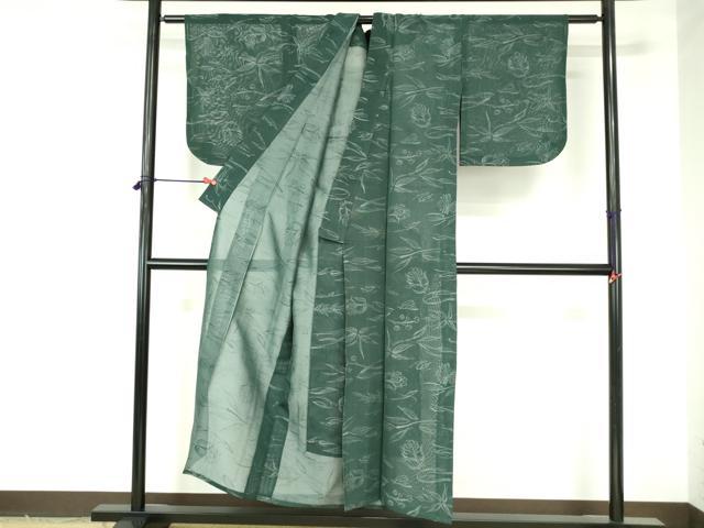 平和屋着物＊夏物　小紋　紗　更紗花文　正絹　逸品　DABH0238op