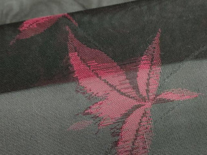 平和屋着物＊夏物　小紋　紗　舞花　黒地　正絹　逸品　未使用　DABH0243op