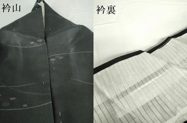 平和屋着物＊夏物　小紋　紗　露芝　黒地　正絹　逸品　DABH0245op