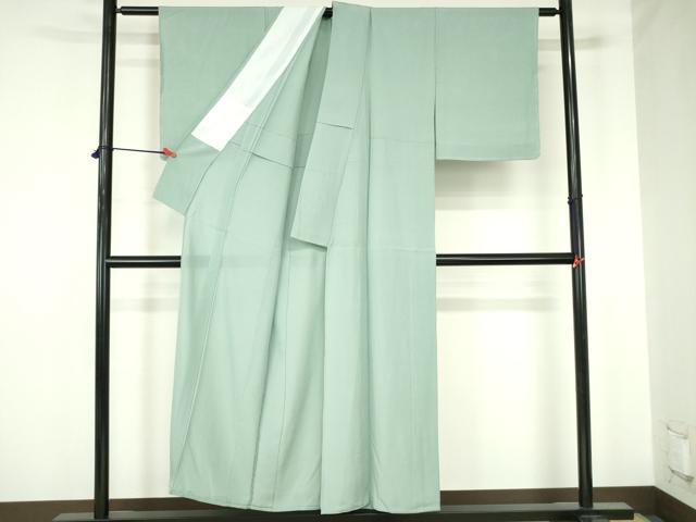 平和屋着物＊夏物 色無地 絽 錆青磁色 正絹 逸品 DABH0247op