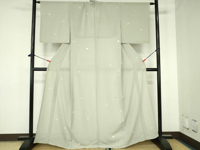 平和屋着物＊夏物　小紋　絽縮緬　舞花　正絹　逸品　DABH0250op