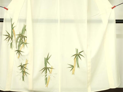 平和屋着物＊夏物　訪問着　絽　笹竹文　金彩　正絹　逸品　DABH0252op