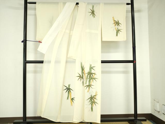 平和屋着物＊夏物　訪問着　絽　笹竹文　金彩　正絹　逸品　DABH0252op