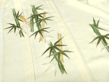平和屋着物＊夏物　訪問着　絽　笹竹文　金彩　正絹　逸品　DABH0252op