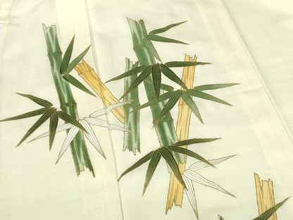 平和屋着物＊夏物　訪問着　絽　笹竹文　金彩　正絹　逸品　DABH0252op