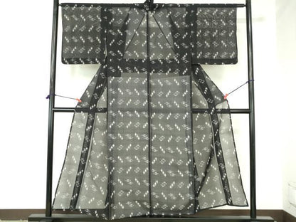 平和屋着物＊夏物　夏物　本場琉球絣　夏琉球　黒地　正絹　逸品　DABH0254op