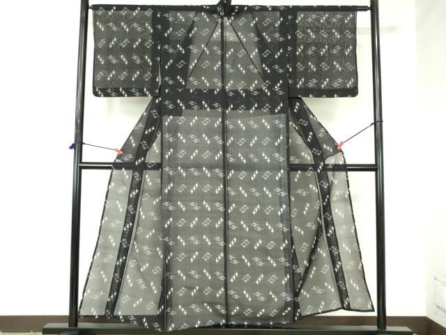 平和屋着物＊夏物　夏物　本場琉球絣　夏琉球　黒地　正絹　逸品　DABH0254op