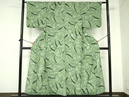 平和屋着物＊夏物　小紋　絽　草葉文　正絹　逸品　DABH0255op