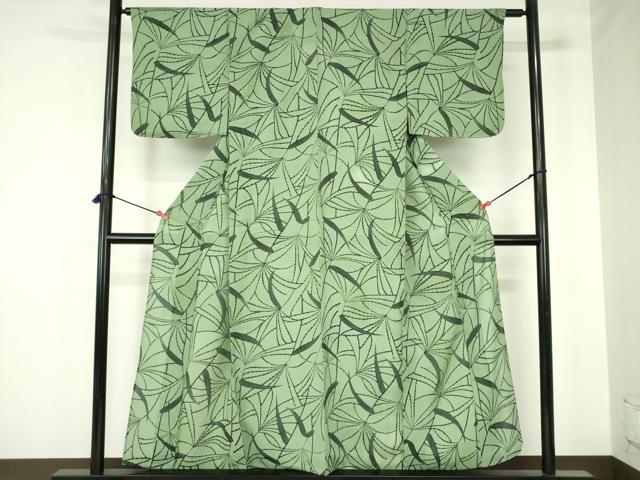 平和屋着物＊夏物　小紋　絽　草葉文　正絹　逸品　DABH0255op