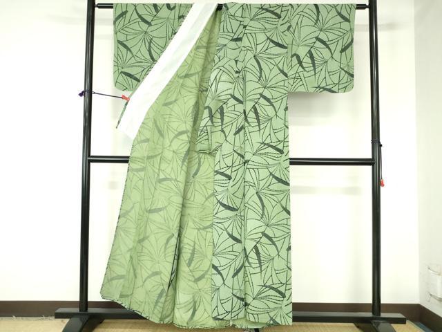 平和屋着物＊夏物　小紋　絽　草葉文　正絹　逸品　DABH0255op