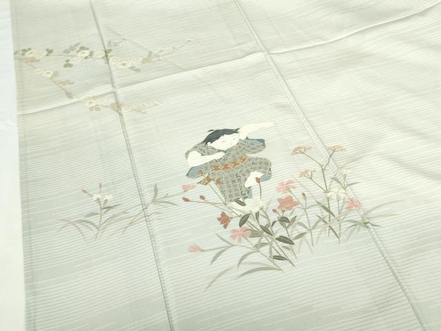 平和屋着物＊夏物　訪問着　変わり絽　友禅　童子遊び　草花文　暈し染め　鈴乃屋扱い　正絹　逸品　DABH0256op