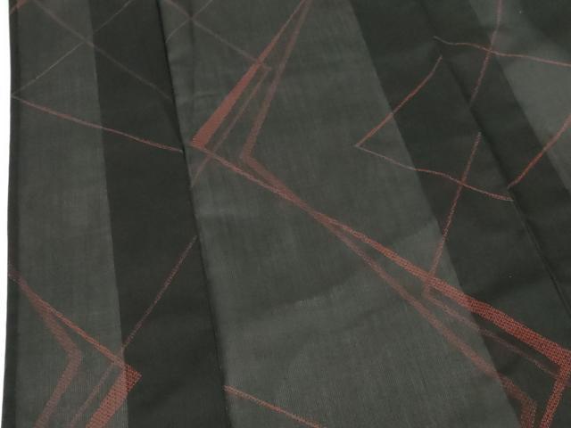 平和屋着物＊夏物　小紋　紗　幾何学文様　黒地　ロング丈　洗える着物　DABH0258op