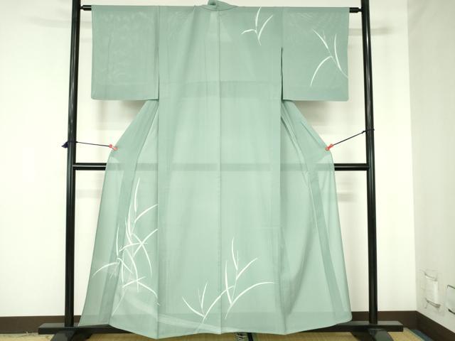 平和屋着物＊夏物　訪問着　絽　駒刺繍　草葉文　正絹　逸品　DABH0260op