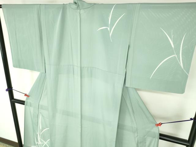 平和屋着物＊夏物　訪問着　絽　駒刺繍　草葉文　正絹　逸品　DABH0260op