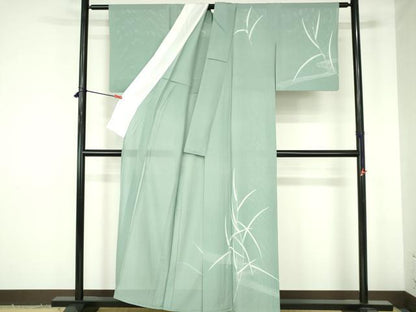 平和屋着物＊夏物　訪問着　絽　駒刺繍　草葉文　正絹　逸品　DABH0260op