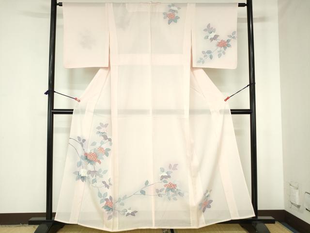 平和屋着物＊夏物　訪問着　絽　友禅　紫陽花　アジサイ　暈し染め　正絹　逸品　DABH0261op
