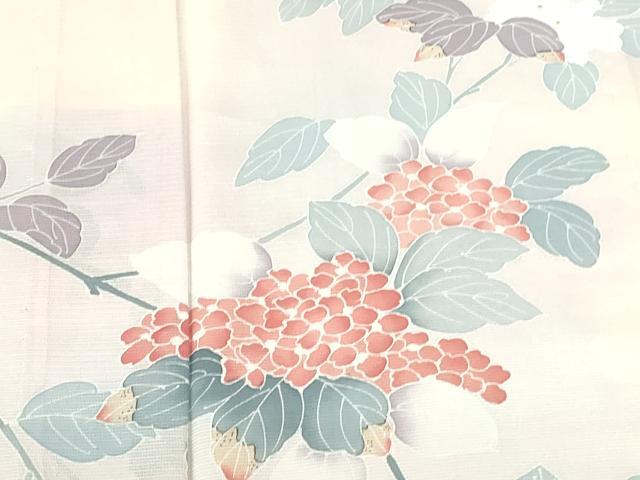 平和屋着物＊夏物　訪問着　絽　友禅　紫陽花　アジサイ　暈し染め　正絹　逸品　DABH0261op