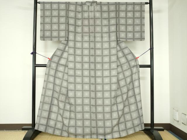 平和屋着物＊夏物　小紋　絽　格子　やまと誂製　正絹　逸品　DABH0263op
