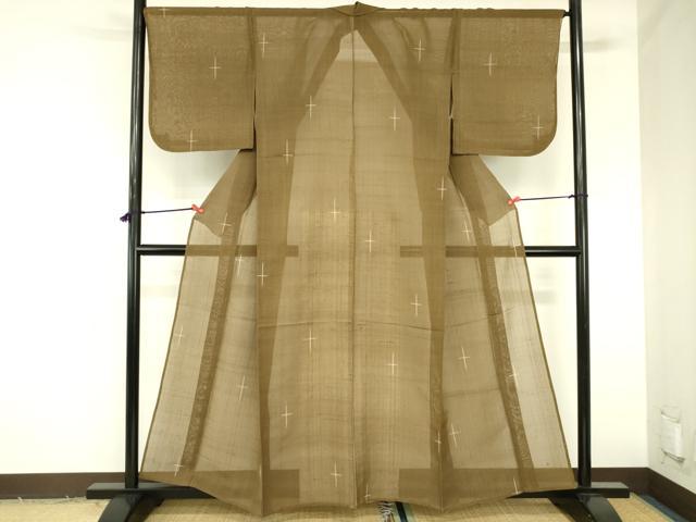 平和屋着物＊夏物　紗紬　十字絣　正絹　逸品　DABH0266op