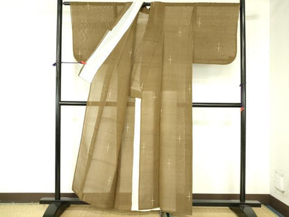 平和屋着物＊夏物　紗紬　十字絣　正絹　逸品　DABH0266op