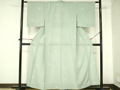 平和屋着物＊夏物　小紋　絽縮緬　草花　正絹　逸品　DABH0268op