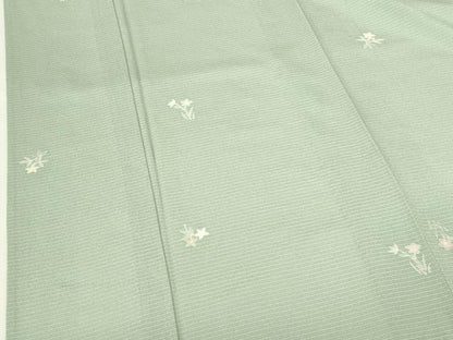平和屋着物＊夏物　小紋　絽縮緬　草花　正絹　逸品　DABH0268op