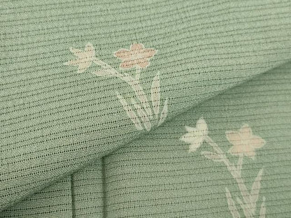 平和屋着物＊夏物　小紋　絽縮緬　草花　正絹　逸品　DABH0268op