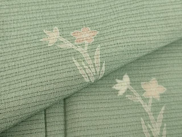 平和屋着物＊夏物　小紋　絽縮緬　草花　正絹　逸品　DABH0268op