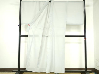 平和屋着物＊夏物　男性　色無地・羽織セット　紗　白花色　キングサイズ　洗える着物　DABH0271op
