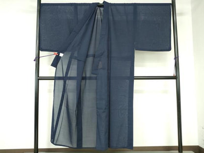 平和屋着物＊夏物　男性　色無地　紗　濃藍色　洗える着物　DABH0286op