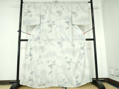 平和屋着物＊夏物　小紋　絽縮緬　朝顔　アサガオ　暈し染め　洗える着物　DABH0293op