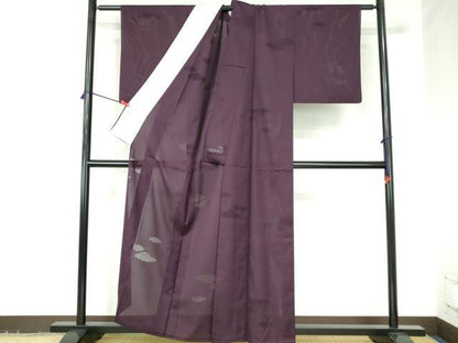平和屋着物＊夏物　色無地　雲紋紗　似せ紫色　正絹　逸品　DABH0294op
