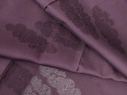 平和屋着物＊夏物　色無地　雲紋紗　似せ紫色　正絹　逸品　DABH0294op
