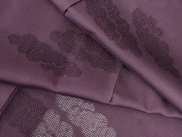 平和屋着物＊夏物　色無地　雲紋紗　似せ紫色　正絹　逸品　DABH0294op