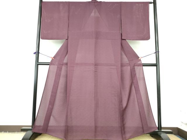 平和屋着物＊夏物　色無地　絽　青海波地紋　古代紫色　正絹　逸品　DABH0295op