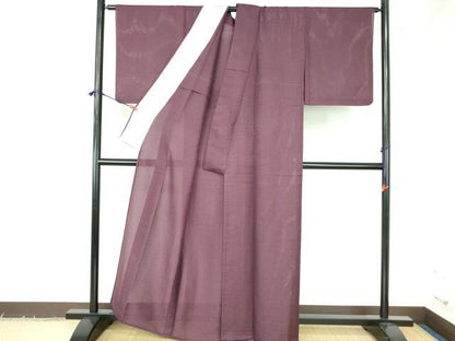 平和屋着物＊夏物　色無地　絽　青海波地紋　古代紫色　正絹　逸品　DABH0295op