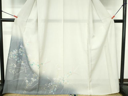 平和屋着物＊夏物　訪問着　絽　手描き　草花　暈し染め　金銀彩　正絹　逸品　DABH0297op