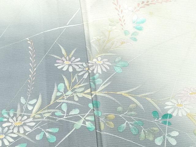 平和屋着物＊夏物　訪問着　絽　手描き　草花　暈し染め　金銀彩　正絹　逸品　DABH0297op