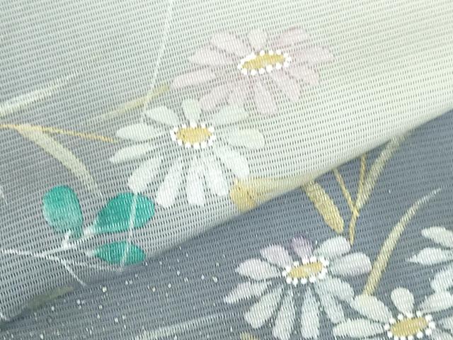 平和屋着物＊夏物　訪問着　絽　手描き　草花　暈し染め　金銀彩　正絹　逸品　DABH0297op
