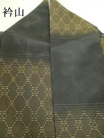 平和屋着物＊夏物　お召　紗　網目文　黒地　正絹　逸品　DABH0302op