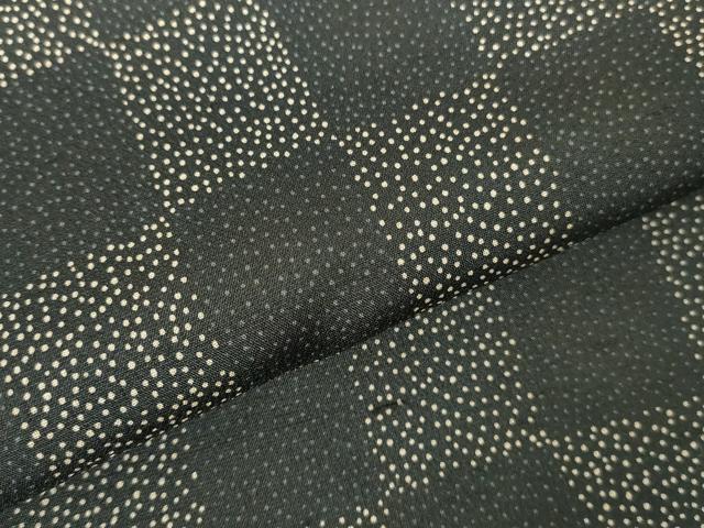 平和屋着物＊夏物　紗紬　市松　黒地　正絹　逸品　DABH0305op