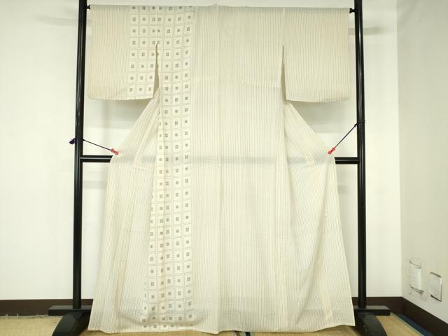 平和屋着物＊夏物　二代目 川村久太郎　訪問着　紗　格子花文　正絹　逸品　DABH0306op