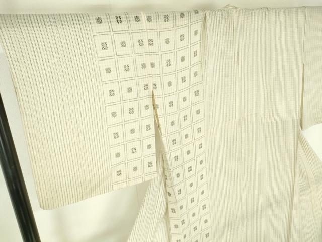 平和屋着物＊夏物　二代目 川村久太郎　訪問着　紗　格子花文　正絹　逸品　DABH0306op