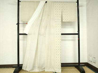 平和屋着物＊夏物　二代目 川村久太郎　訪問着　紗　格子花文　正絹　逸品　DABH0306op