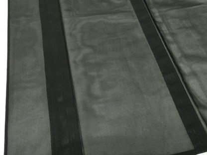 平和屋着物＊夏物　小紋　二重紗　間道　黒地　正絹　逸品　DABH0309op