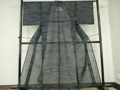 平和屋着物＊夏物　大島紬　夏大島　風景文　正絹　逸品　DABH0311op